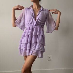 Zara Gauzy Lilac Short Tiered Dress